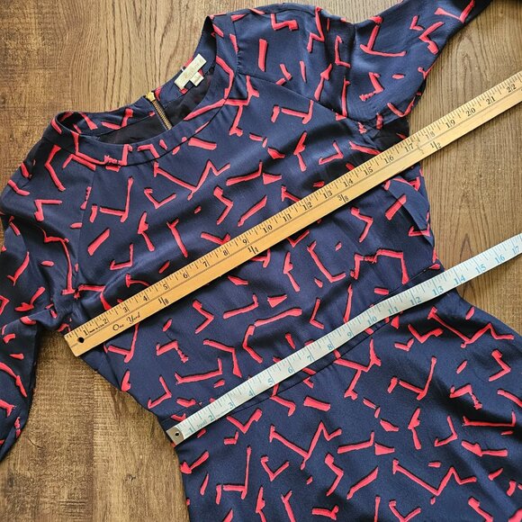 Shoshanna Carla Pritzker Print 100% Silk Printed Long Sleeve A-Line Mini Dress 4 - Picture 6 of 13